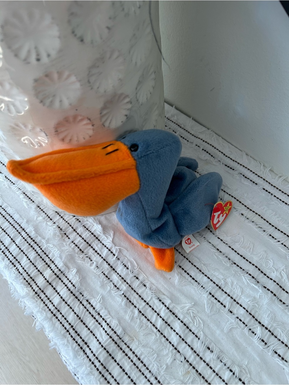 Vintage 1996 Ty Beanie Baby Scoop Blue and Orange Pelican Plush